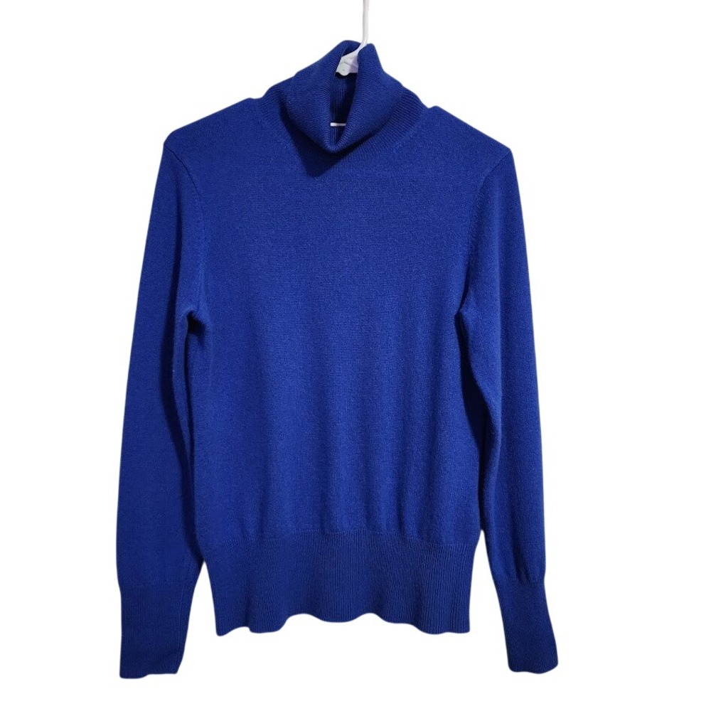 NEIMAN MARCUS 100% Cashmere Turtleneck Sweater Cobalt blue Quiet Luxury‎ M